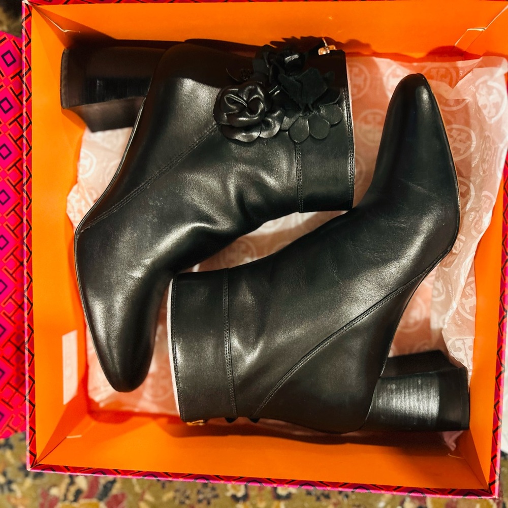 Tory Burch Black Heeled Boots with Block Heel